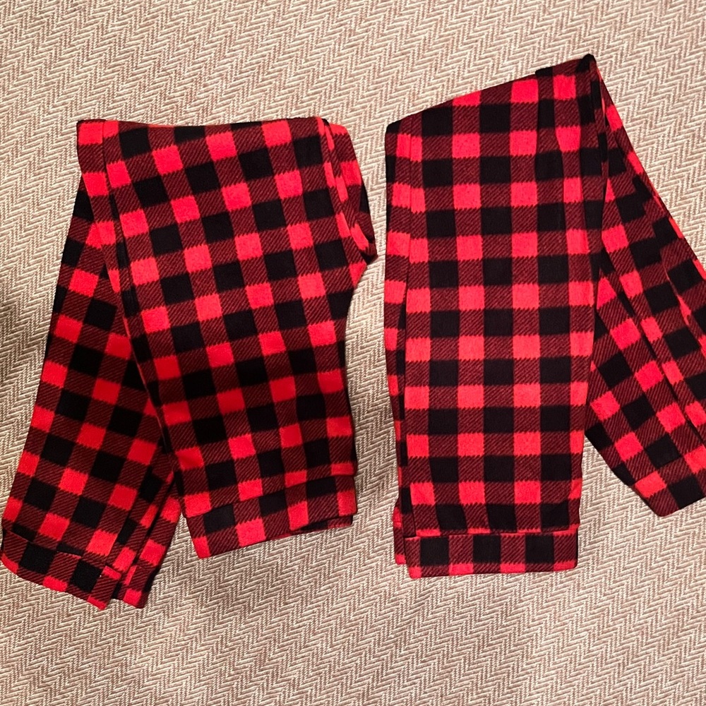 Boys buffalo check pajama bottoms.